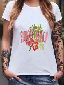 Wos Sunset Beach Hawaii Premium Skin-Friendly Sweatshirt, Hawaiian Beach Sweatshirt, Sunset Beach Sweatshirt, Wos Hawaii Floral Sweatshirt, Crew Neck Sweatshirt For Beach Lovers, Hawaii Trips. Versatile Style T-Shirt, Gift Idea - 白色 - 查看 1