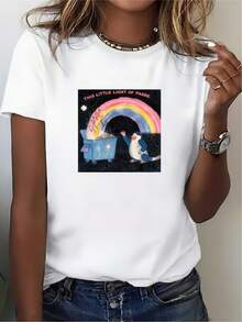 Women's 180g T-Shirt With Fashionable Design "This Little Light Of Parbe", Graphic Tee For Family Fun, Comfortable And Stylish Summer T-Shirts, Ideal For Gifts And Team Building Activities - 白色 - 查看 7