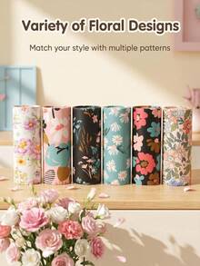 Car Tissue Box Holder With Facial Tissues, 4-Pack Tissue Box Container, Fits Car Cup Holder Round Cylinder, Car Tissue Box With Loose Facial Tissues, Car Cup Holder Travel Tissues, Round Car Tissue Box, Suitable For Dining Table, Bathroom, Office, Party And Travel, Summer Essential. Party Decoration, Holiday Essential, Teacher Gift, Halloween Decoration, Christmas Decoration, Christmas Gift - Flowers - View 2