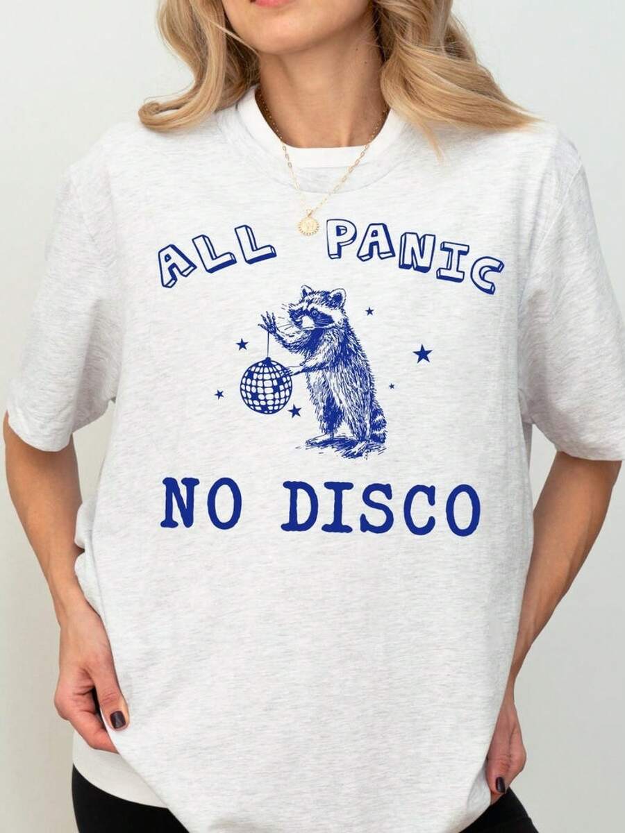 t shirt heren heren kleding heren zomer set streetwear trainingspak heren polo shirt men polo shirt men summer outfitsAll Panic No Disco Shirt, Funny Mental Health Shirt,  Raccoon Shirt,  Funny Gift , Vintage Retro Meme Panic Disco Ball Shirt, ak 83 t shirt heren jas manfinity vaderdag zomer funny t shirts - Bianco - Visualizzare 1