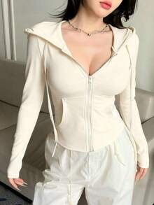 Sudadera con cremallera para el Día de San Valentín, camiseta ajustada para mujer - Blanco - Ver 4