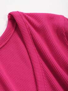 Camiseta de mujer de ajuste ceñido con cuello en U, ropa de otoño con mangas largas para mujer - Rosa Fucsia - Ver 7