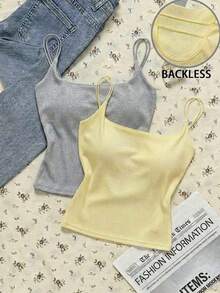 2 piezas Conjunto de camisola sin espalda ajustada para mujer, Camisola sin espalda de verano para mujer, Adecuado para el transporte diario, citas, fiestas, otoño/invierno/verano, Navidad, Año Nuevo, Acción de Gracias, fiestas, bodas, playa, ceremonias de graduación, de moda, elegante, casual, salidas, citas, reservas, transporte, brillante, Día de San Valentín, elegante, vacaciones, casual, Y2K, salidas, ceremonias de graduación y otras ocasiones. - Multicolor 8 - Ver 5