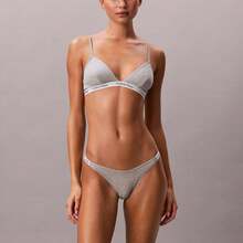 Calvin Klein Calvinklein Icon Logo Dipped String Thong Underwear  Women  Panties QD5157 - Grey Heather - 查看 4