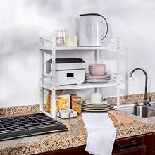 Across-Star - Estante organizador expandible para gabinete soporte apilable para mostrador de cocina estante de despensa de altura ajustable estante para especias blanco paquete de 2   39586756 - Blancopaquete de 2 - Ver 2