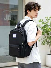 Ba lô phong cách sinh viên tối giản unisex, túi nylon bền chắc dung tích lớn, balo đựng laptop và sách vở cho sinh viên, balo du lịch ngoài trời đa năng tiện dụng. - Nhiều màu - Xem 4