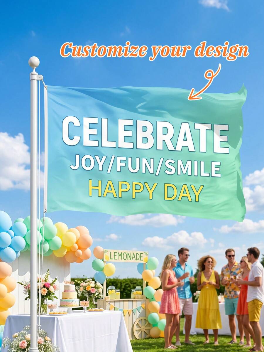 1pc Custom Party Flag,Custom Design,Upload Your Own Design For Any Occasion & Sizes,Upload Your Own Logo For Any Occasion,Add A Splash Of Fun To Your Celebration - Multicolor - View 1