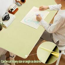 1pc Square Single-Sided Leather Student Desk Mat, Solid Color Minimalist Style, Waterproof And Easy To Clean, Multipurpose For Writing Desk, Student Desk, Office Desk, Tablecloth - Green - View 9