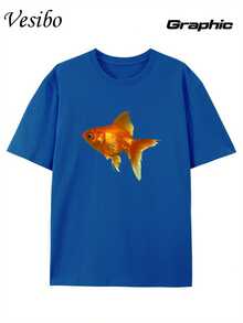Creative And Fun T-Shirt With Round Neck And Graphic Design, Made Of Pure Fabric, Modern And Stylish For Summer, Perfect For Casual Everyday Wear - 藍色 - 查看 2