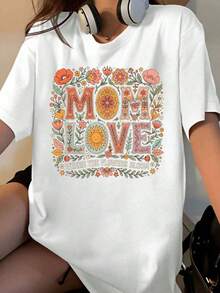 Women's Floral Print T-Shirt "Mom Love Where The Flowers Bloom", Mother's Day Gift, Casual Summer Top - 白色 - 查看 7