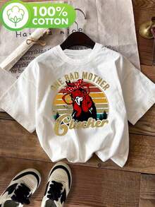 Funny Chicken - A Bad Mother, Funny Chicken - A Singing Bad Mother T-Shirt, Casual Short-Sleeved Round Neck Top, For Summer And Spring, Women's Clothing, Blouses For Women. - 白色 - 查看 7