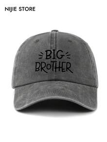 Vintage Washed Baseball Cap - Printed With "Big Brother" | Adjustable Casual Hat, Suitable For Family And Streetwear Style - A - View 14