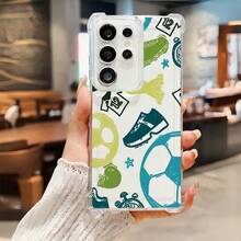 足球 1件透明防震極簡足球圖案手機殼，適用於 Galaxy S25 Plus/Galaxy S25 Ultra/Galaxy Note20/Galaxy A52 5G/Galaxy S23 Ultra/Galaxy S22/ 13C 4G/Galaxy A35/Galaxy,SAM/Honor/Note13pro/S23 Ultra/S24 Ultra/S25/A56 - 無色 - 查看 3