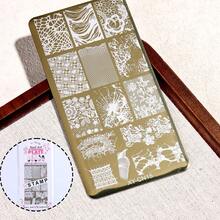 1 pezzo Piastre per stencil per unghie con fiocco da ballerina francese - Disegno in pizzo e farfalla consumata, Modelli per timbro unghie riutilizzabili in acciaio inossidabile per manicure - Multicolore - Visualizzare 14