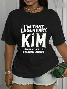 Camiseta Deportiva Casual para Mujer SOY ESA LEYENDA KIM - Camiseta Negra de Manga Corta, Elástica y de Cuello Redondo, Lavable aáquina, Ajuste Cómodo para Todas las Estaciones, Estilo Casual y Único para el Día a Día. - Negro - Ver 1