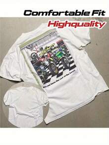 -Vintage Motocross Racing 1997 Shirt --Unisex T-Shirt With Vintage Motorcycle Motif, Check Pattern And Live To Ride Slogan - For Motocross, BMX And Retro Racing Fans,-Collector's Shirt - Loose And Comfortable - White - View 6