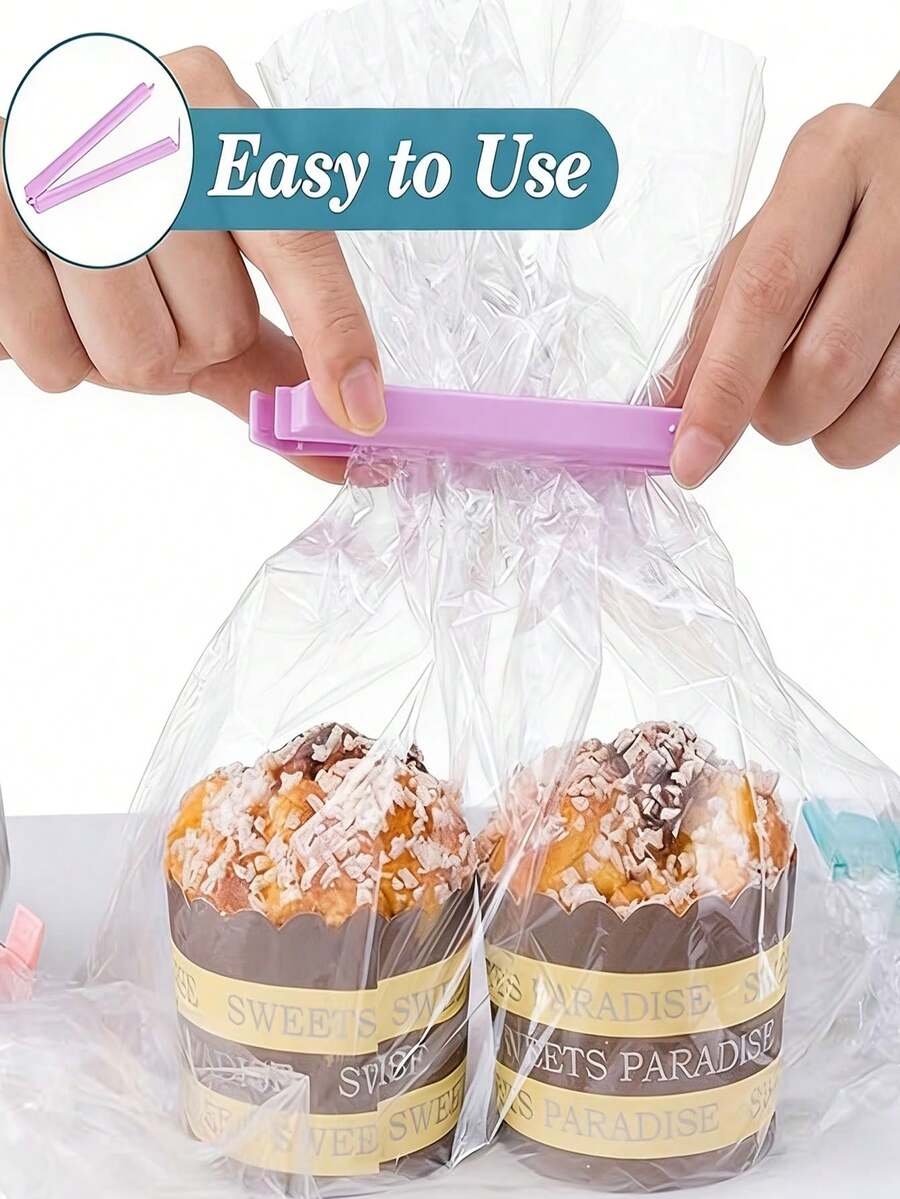 16 pièces Clips de scellage de sac alimentaire, clips de rangement pour aliments et collations en plastique de 3 tailles, convenant pour le pain, les collations, les céréales, la cuisine et le garde-manger. Clips de sac de scellage colorés - Version améliorée - Voir 1