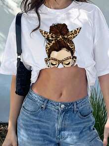 Mexican Basic Camiseta de mujer de verano de ajuste holgado con cuello redondo y manga corta, con estampado de eslogan simple, estilo casual de vacaciones. Blusa de moda apta para uso diario y de vacaciones. Nuevo Lanzamiento - Blanco - Ver 8