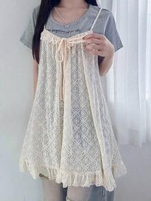 Camiseta de tirantes de unicolor y estilo minimalista para mujer - Beis 2 - Ver 7
