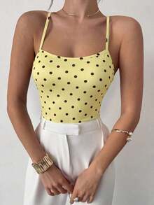 Body elegante y romántico con estampado bohemio y espalda cruzada, adecuado para vacaciones en la playa de Hawái y citas - Amarillo - Ver 7