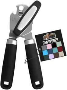 1pc Heavy Duty Stainless Steel Manual Can Opener With Flat Blade, Soft Rubber Handle And Rust-Proof Extra Large Knob, Easy To Operate - Multi-Functional Kitchen Tool, Black, Red - View 5