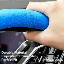 Funda de volante de silicona ultrafina antideslizante, ajuste ligero básico para automóviles, SUV y camiones de 13.77-14.17 pulgadas (35-36 cm), instalación rápida de perfil bajo, superficie ligeramente pegajosa para un mejor control, protector sin olor negro para viajes diarios, viajes por carretera y conducción urbana - material económico (diseño minimalista, no de grado premium) - Multicolor - Ver 4