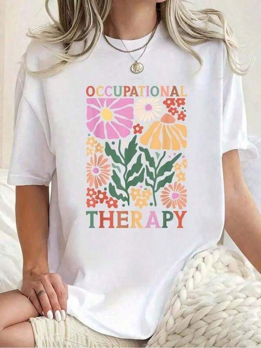 Camiseta unisex de manga corta,1PcsWhiteSuperior,OcupacionalTerapia-OtTerapeutaOtMesDiseñoIdeaCamisetaVeranoTops,CortoMangaRedondoCuelloInformalSuperiorParaVerano&PrimaveraMujeresClothing180gplayerashombre, , , Dazymujer,romwehombres, bohochic,maestrasregalos,camisetaparaconjuntos de mujercon curvasparamu,y2k, - Blanco - Ver 1