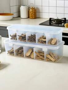 1PC Five-Compartment Seasoning Box, Refrigerator Storage Container, Spice Dispenser, Kitchen Household Storage Box For Star Anise, Cinnamon, Dried Chili Peppers, With Flip-Top Lid And Sealing Compartments - Clear - View 3