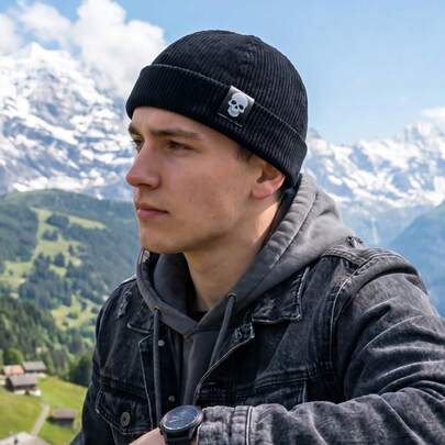 Gorra plana de casero para hombres, gorra japonesa sin ala de nicho, gorra de marinero coreana de calavera plana