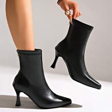 Botas de mujer estilo británico 2026 nuevas primavera/otoño botas talla grande con cremallera lateral botas Chelsea para otoño/invierno - Negro - Ver 4