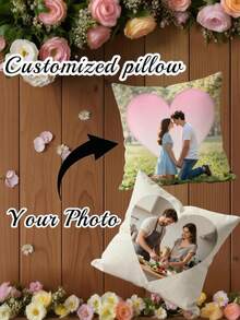 1pc Customization Allows You To Send Your Favorite Photos To Customize A Modern Style Custom Square Pillowcase (Excluding Pillow Core, Personalized Photo And Text Design, Hand Wash Only, Fun Theme, Short Plush Fabric, 100% Polyester Fiber, Unique Birthday And Anniversary Gift Photos And Text Customization). - Blue Throw Pillow, Customizable On Both Sides. - View 15