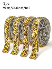 Shiny Rhinestone Strip, Resin Rhinestone Ribbon Self-Adhesive Diamond Strip Crystal Strip Glitter Diamond Waistband Sparkling Rhinestone Rope Suitable For Christmas Art Handmade Crafts Bags Phones Cars Wedding Cake Decoration, Adhesive Crystal Strip Clothing Ribbon Fashion Jewelry Decoration Accessories - Multicolor - View 17
