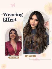 20inch Hair Extensions Clip In, 4PCS Wavy Hair Extension, Light Brown With Golden Highlights Hair Extensions For Women - Piano Color - View 5