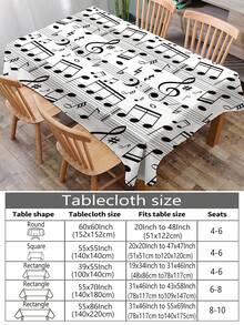 1 pieza Mantel con estampado de notas musicales, mantel rectangular/redondo moderno de poliéster impermeable, impresión digital adecuada para sala de estar, mesa de comedor al aire libre, mesa redonda pequeña - Multicolor - Ver 3
