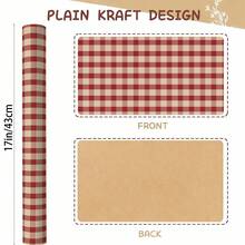 5m Rollo de papel de regalo, patrón a cuadros rojos de una sola cara, papel kraft de 43cm x 500cm, papel de regalo grueso DIY, adecuado para regalos de Navidad, regalos de Año Nuevo, regalos de cumpleaños, fiestas de novias, decoración de regalos, universal para vacaciones - Cuadros rojos - 5 m - Ver 6