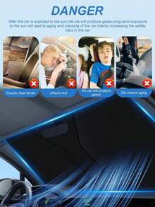 1 pieza Parasol de coche con aislamiento térmico y diseño negro, con marco metálico plegable y reutilizable - Un accesorio de parasol de verano para enfriar el interior. - A - Ver 8