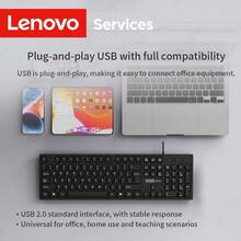 Lenovo 联想 K280 104键全尺寸USB有线键盘 | 办公人体工学键盘，带数字小键盘 | 兼容笔记本电脑和台式电脑，即插即用 - 查看 1