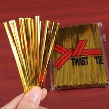 800pcs 10cm Metallic Twist Wire Food Bag Closure (Gold) - 1 - View 6