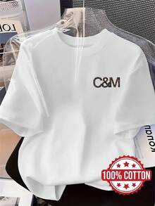 Women's T-Shirt With "C&M" Logo - Crew Neck, Short Sleeves - Ideal For Casual Wear, Lounging At Home, And Layering - Soft And Breathable, A Versatile Everyday Garment (C&M Print) Suitable For All Seasons SZLX - 白色 - 查看 9