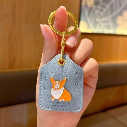 Women's Bag Pendants Leather Cartoon Dog Kawaii Cute Sweet Verstaile Bag Accessories Multifunctional Card Bags Keychain For
