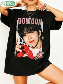 Downwonn Dayy6 Idol Vintage Bootleg Graphic 100% Cotton Oversized T-Shirt Y2K Streetwear Unisex T-Shirt For Men And Women - Fans Casual Everyday Top. - 黑色 - 查看 6