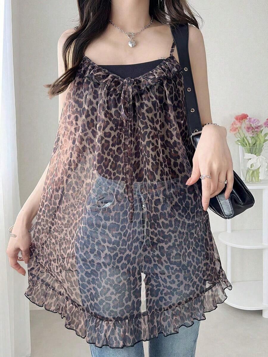 Camiseta de tirantes de unicolor y estilo minimalista para mujer - Marrón - Ver 1