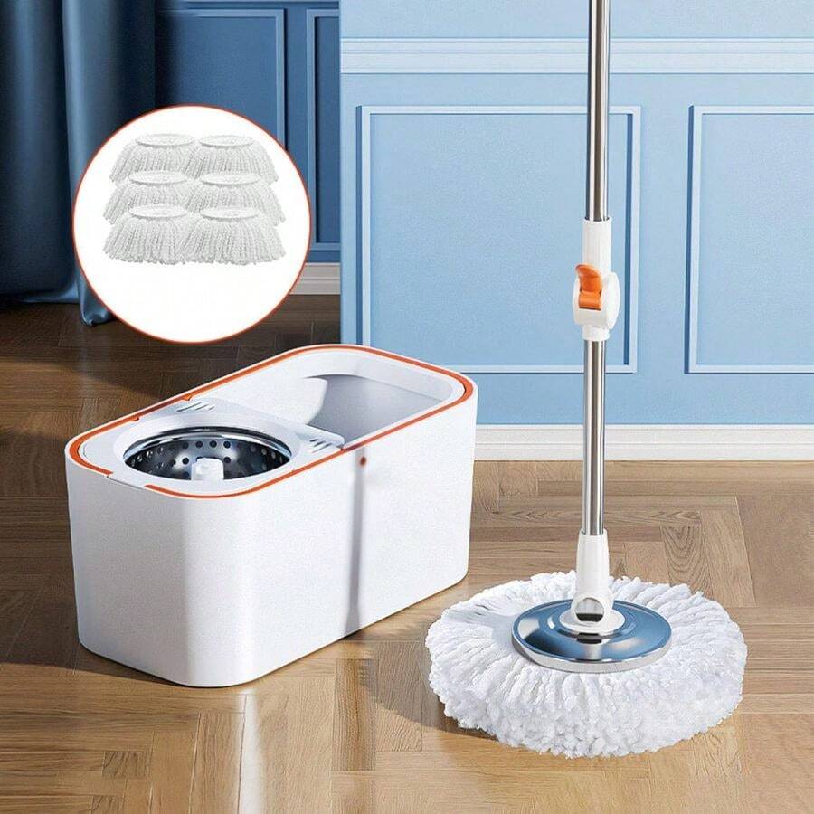 Mopping, 360 Spin Mop Bucket Floor Cleaning System With 6 Refills Mop Heads Self Wringing Spinning Mop Telescoping Handle Easy Floor Mop Floor Cleaning System Home Kitchen Office - Mặc định - Xem 1