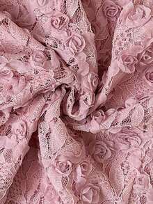 Camiseta de mujer con bordado de rosas 3D, floral y romántica, versátil - Rosa - Ver 3