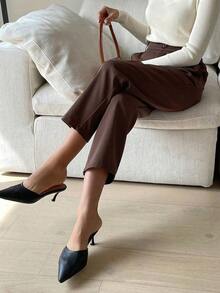 Pantalones rectos casuales de negocios para mujeres - Café integral - Ver 3