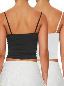 Camiseta de tirantes minimalista y casual de unicolor para mujer - Multicolor - Ver 2