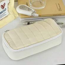 Estuche para lápices Fluffy Cake, de tela suave, color sólido, acolchado, con cremallera, bolsa de papelería para estudiantes, portátil y multiusos. - rosa - Ver 3