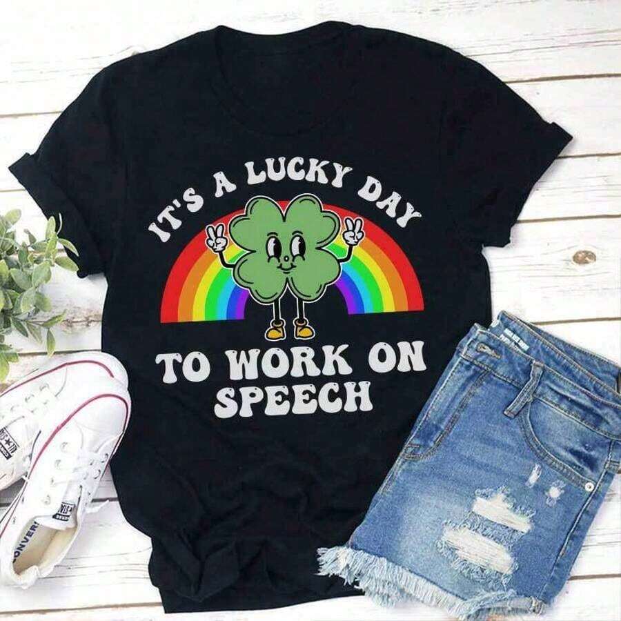 Blusas para mujer, camiseta "Es un día de suerte trabajar como profesora de oratoria", camiseta blanca, camiseta de vacaciones, blusas, blusas casuales para mujer, camiseta de mujer, camiseta versátil de cuello redondo con estampado, ropa exterior para mujer, primavera verano 2026 para mujer. Adecuado para varios conjuntos de ropa festiva. Adecuado para diversas festividades como el Día de San Patricio y el 100º Día de la Escuela. Adecuado para primavera, verano y otoño - Negro - Ver 1