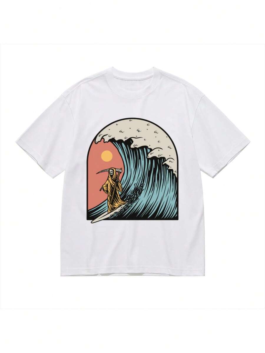 Camiseta Holgada Plus Size para Mujer con Manga Corta - Blanco - Ver 1