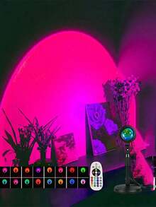 1件 RGB 投影燈，附大尺寸遙控器，多種變色模式，USB 供電，360°旋轉，適用於裝飾、房間布置、節日禮物、生日派對、放鬆、婚禮週年、氛圍照明、攝影照明、氛圍燈光、INS 攝影風格 - 大遙控-落日投影 - 查看 13
